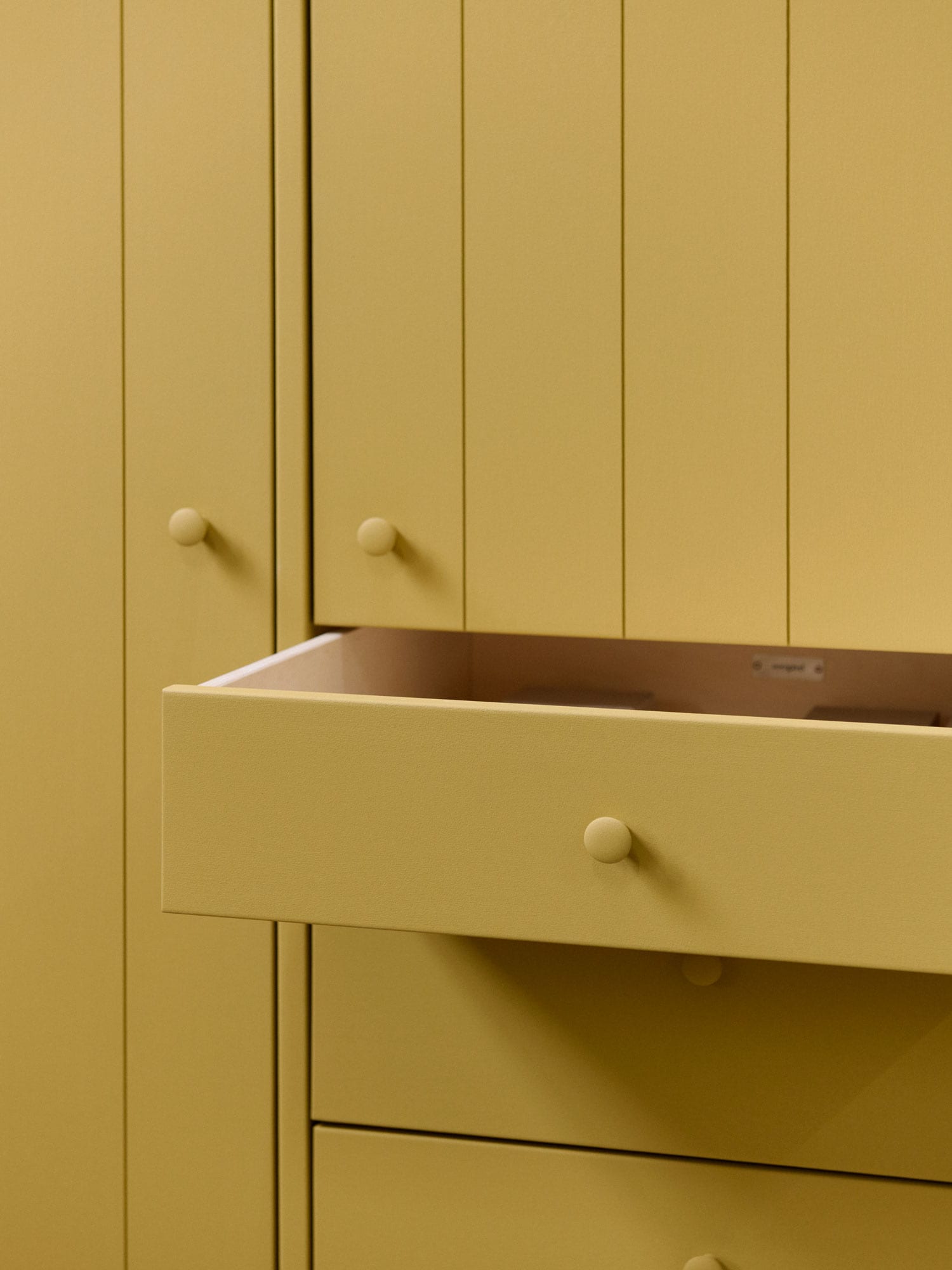 drawn-out drawer on a wardrobe