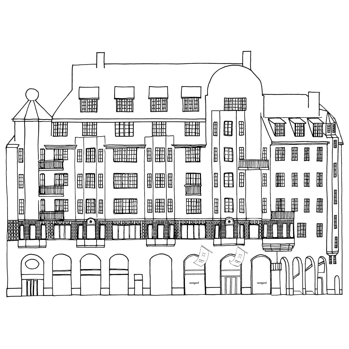 An illustration of the store in Stockholm