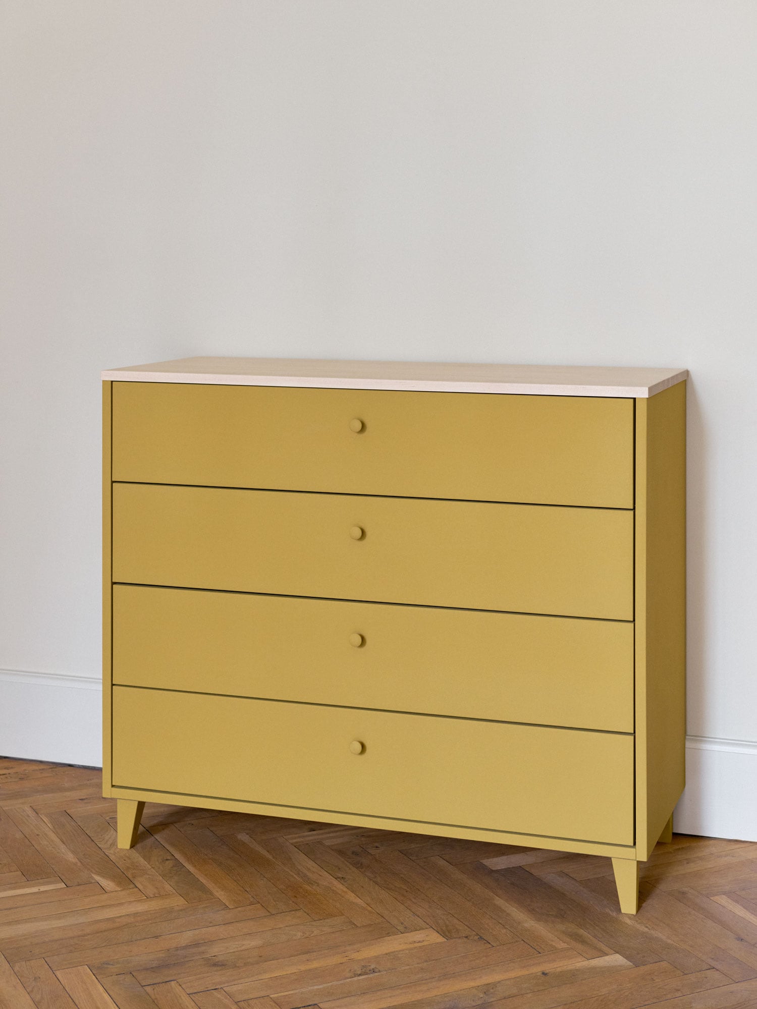 chest of drawers painted yellow