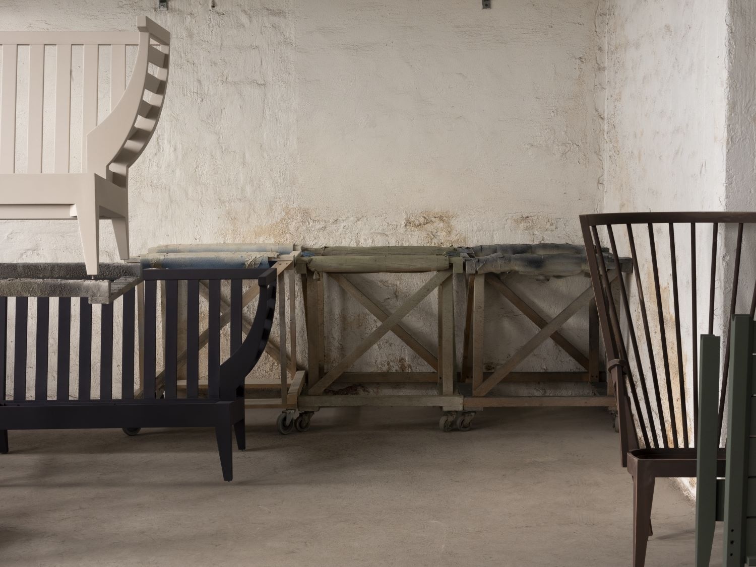 egg oil tempera painted furniture in lammhult