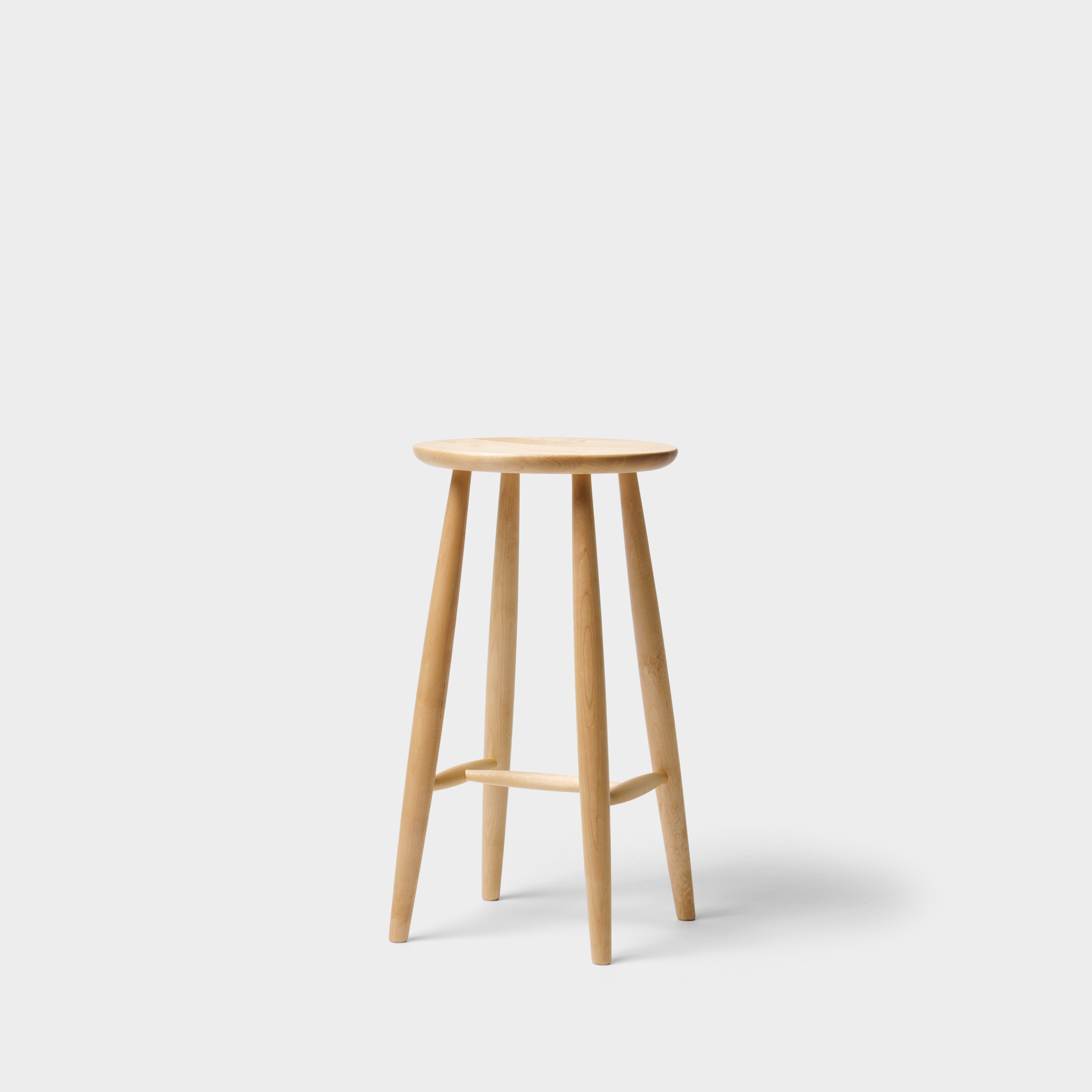 Pinn stool round high Birch