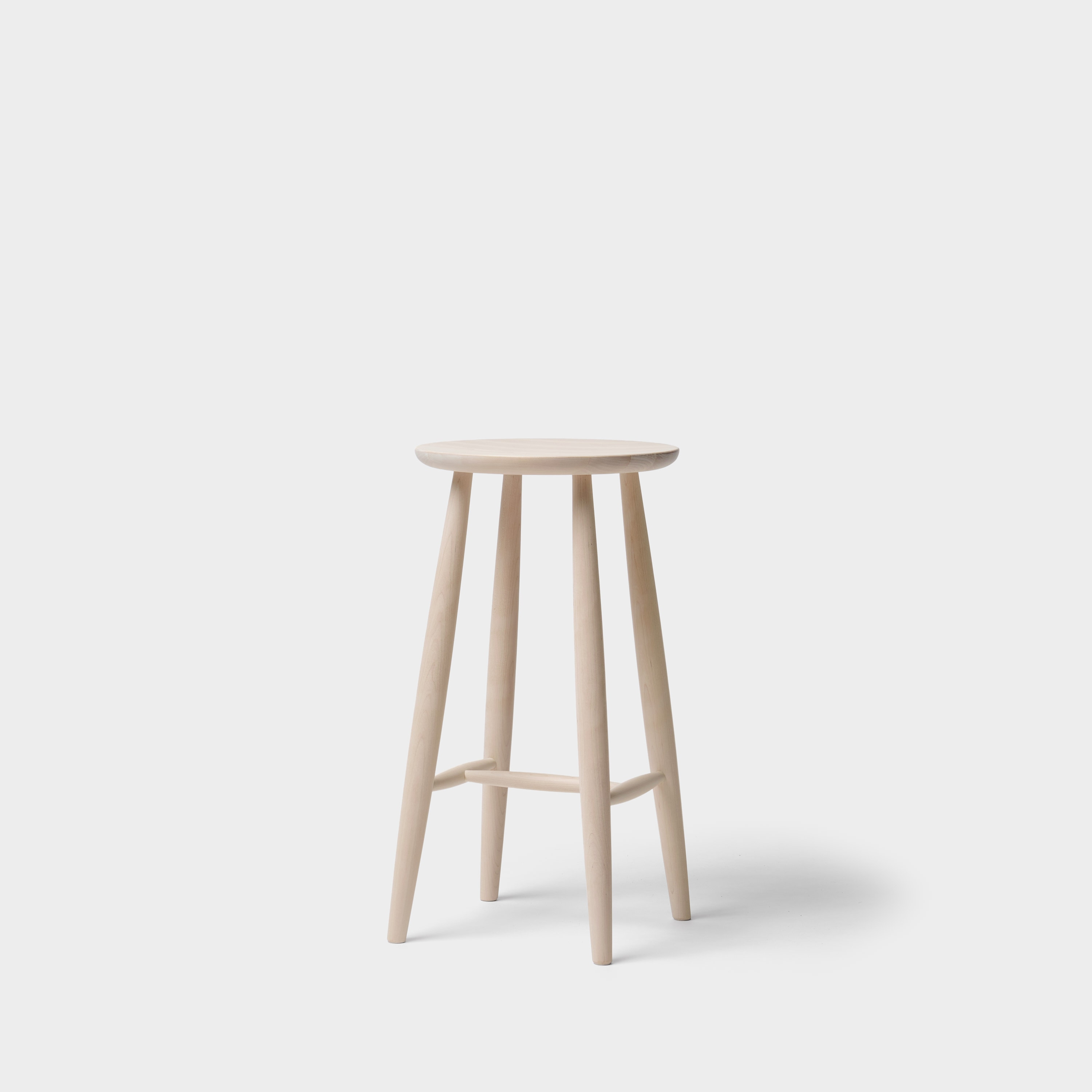 Pinn stool round high Birch