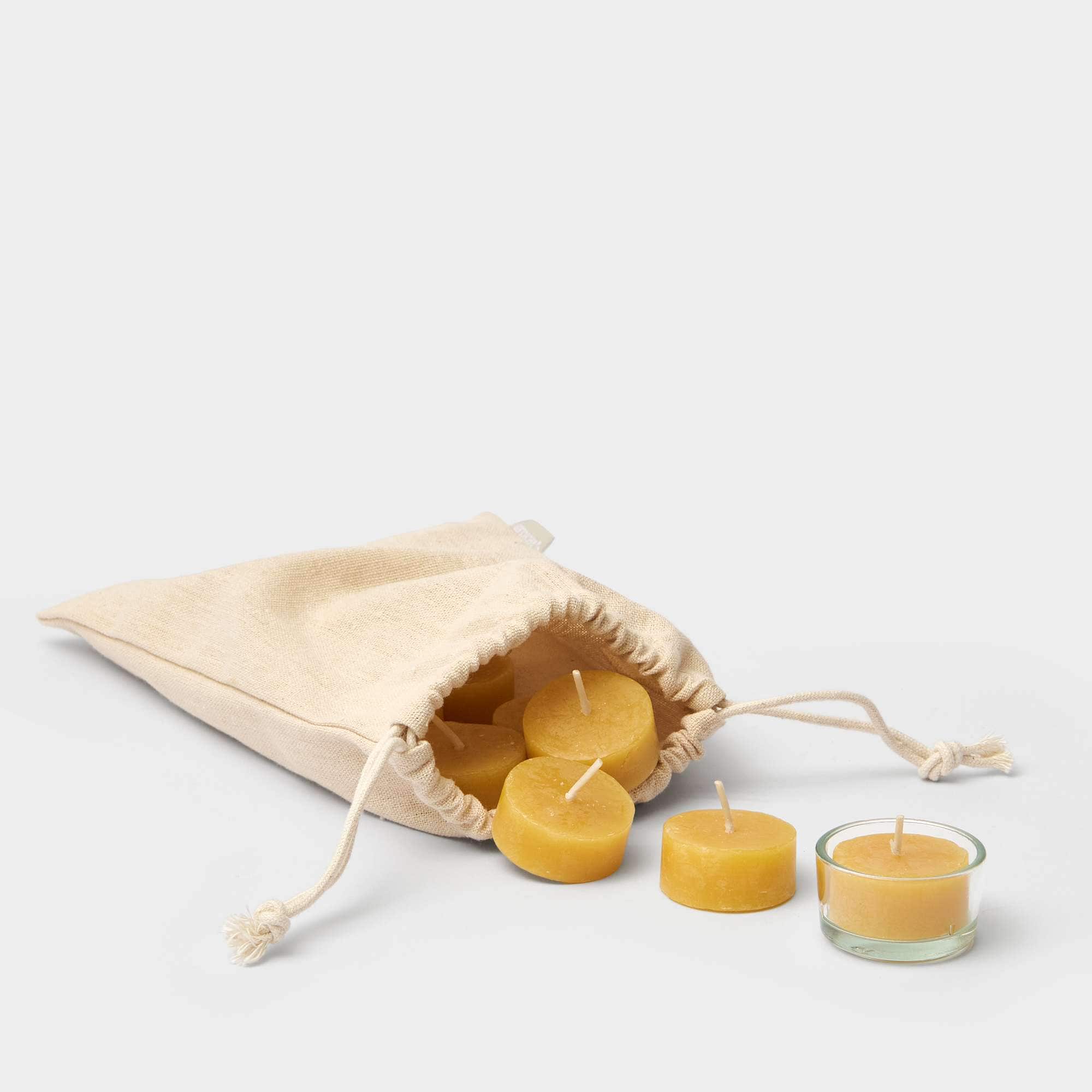 Tea light beeswax 10 pcs with glass cup