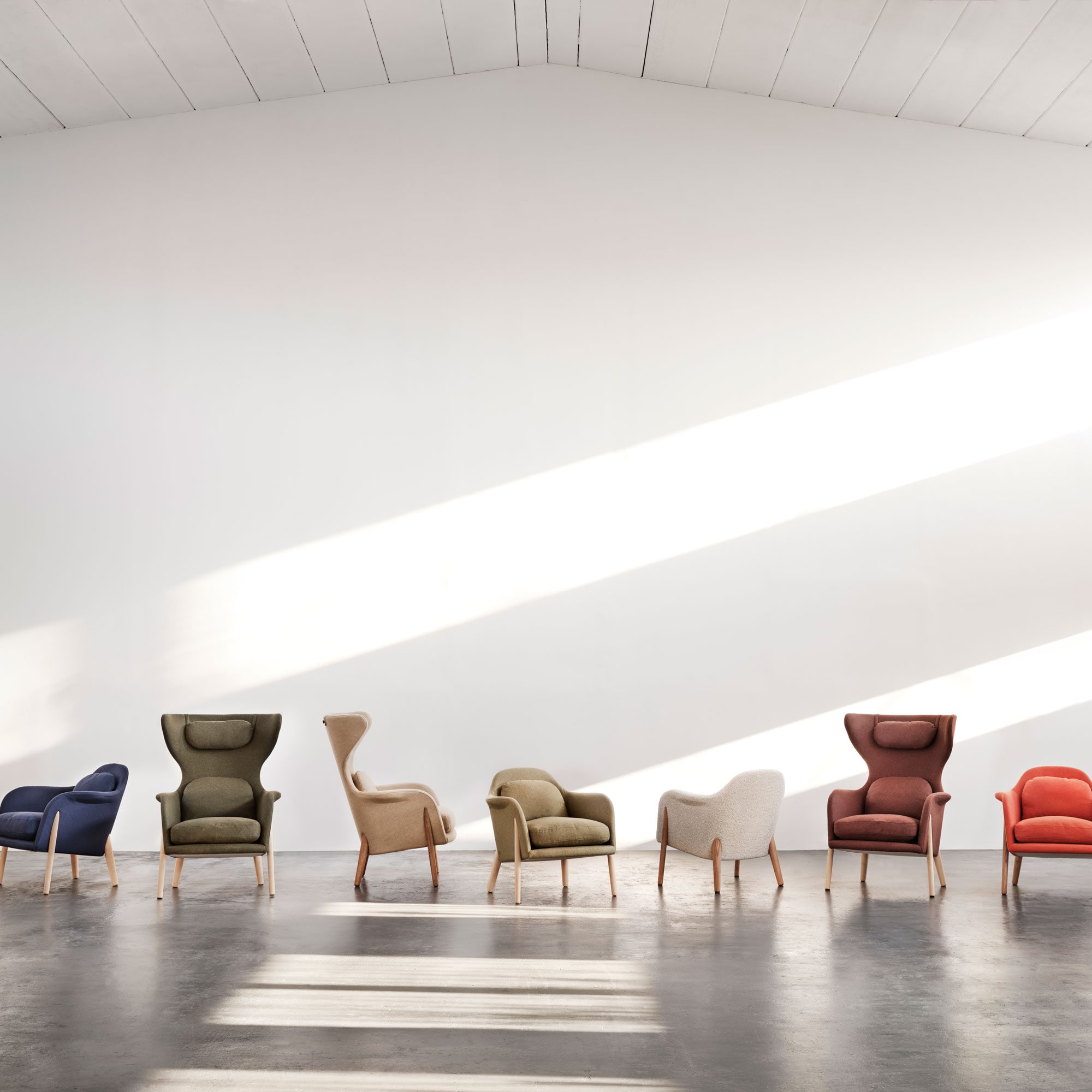 Armchair Ri High Wool Tyrol forest green/Birch white oil