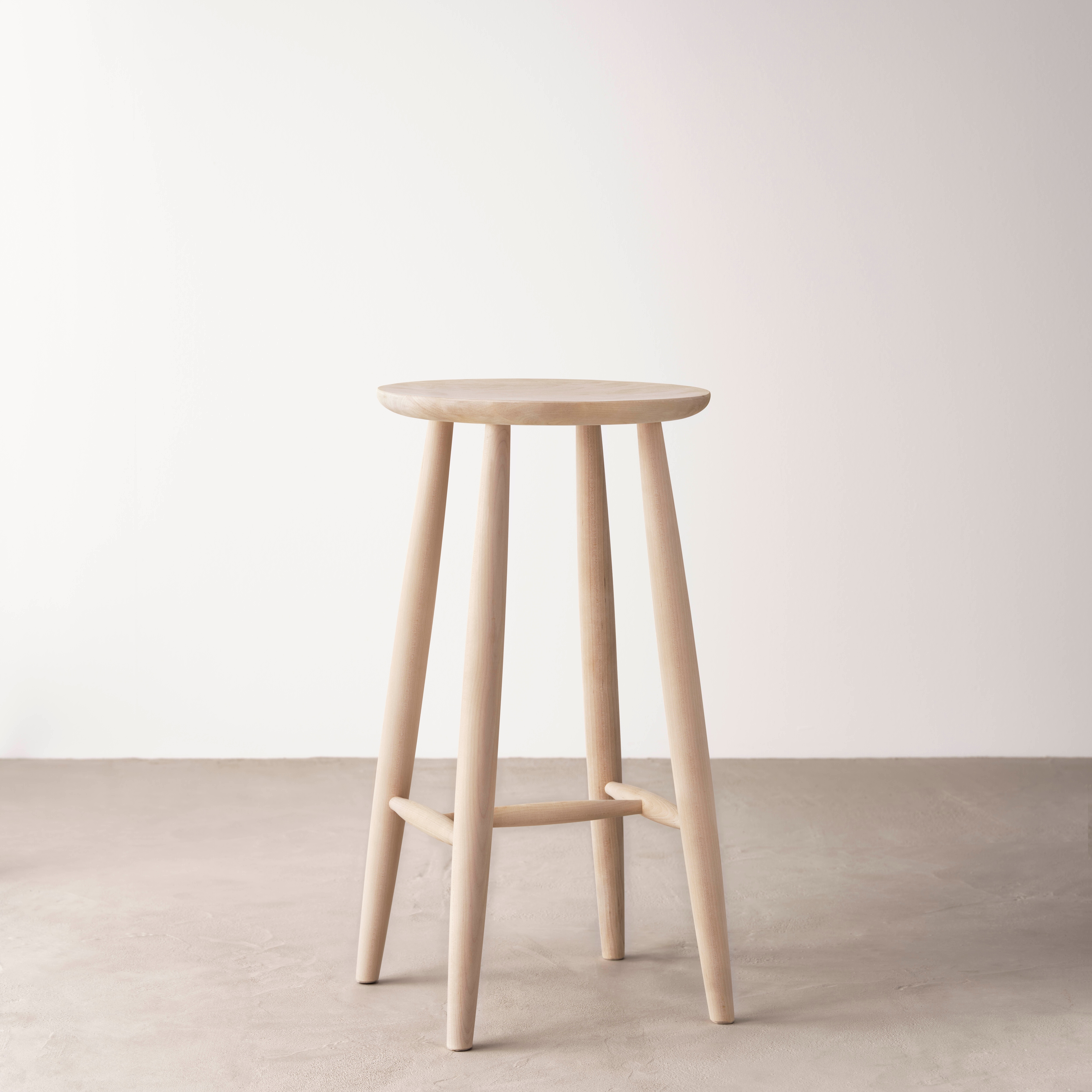 Pinn stool round high Birch